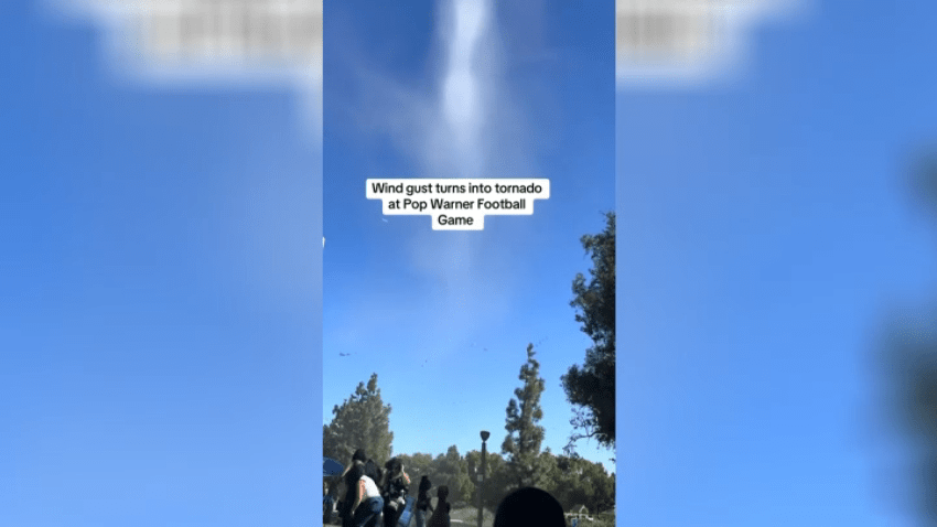 A dust devil interrupted a football game in Rancho Cucamonga Saturday.